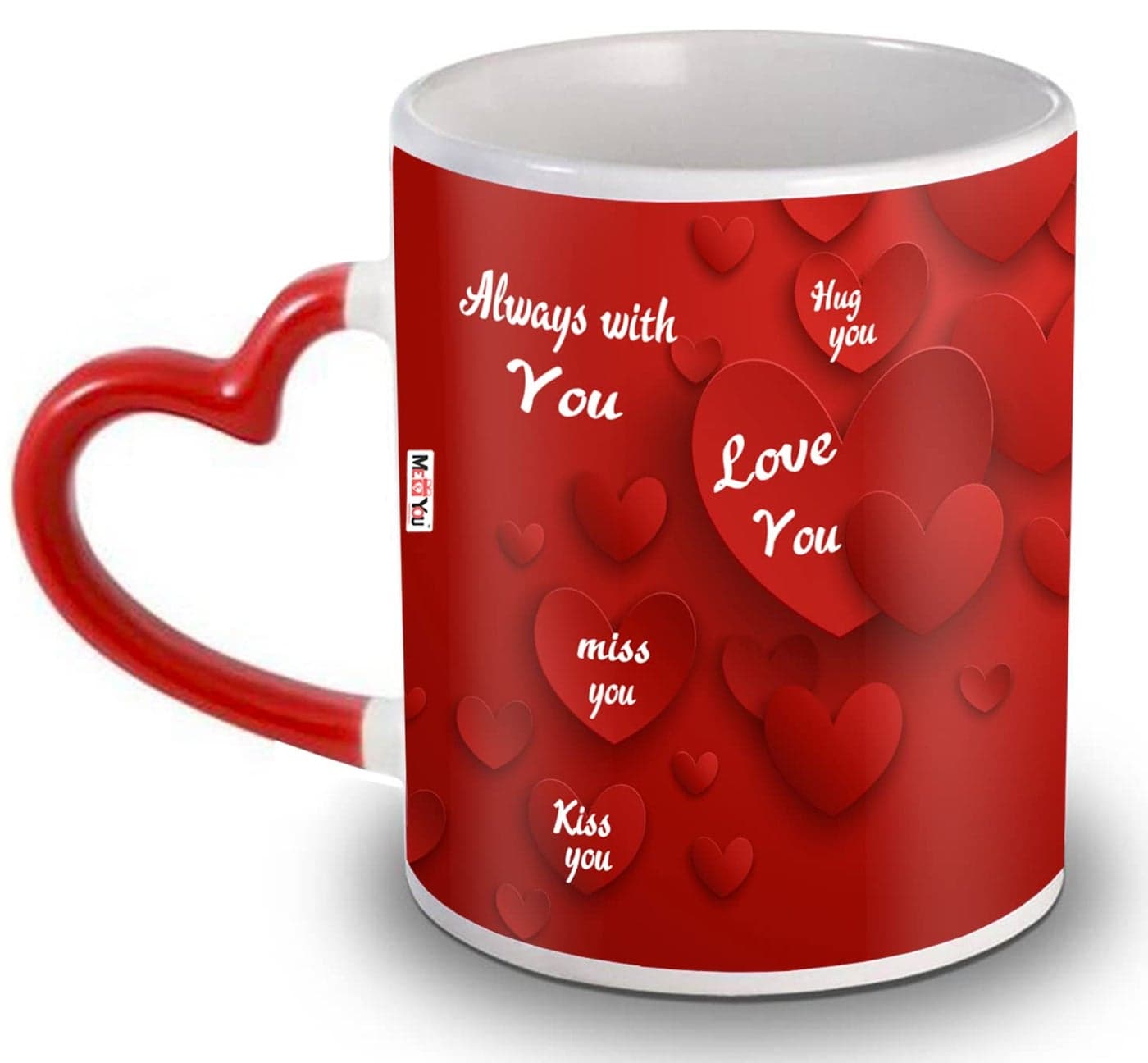 ME & YOU Gift for Wife| Girlfriend| Boyfriend| Husband| Beautiful Gift for| Anniversary | Valentine | Love Quoted Printed Heart Shape Handle Coffee Mug