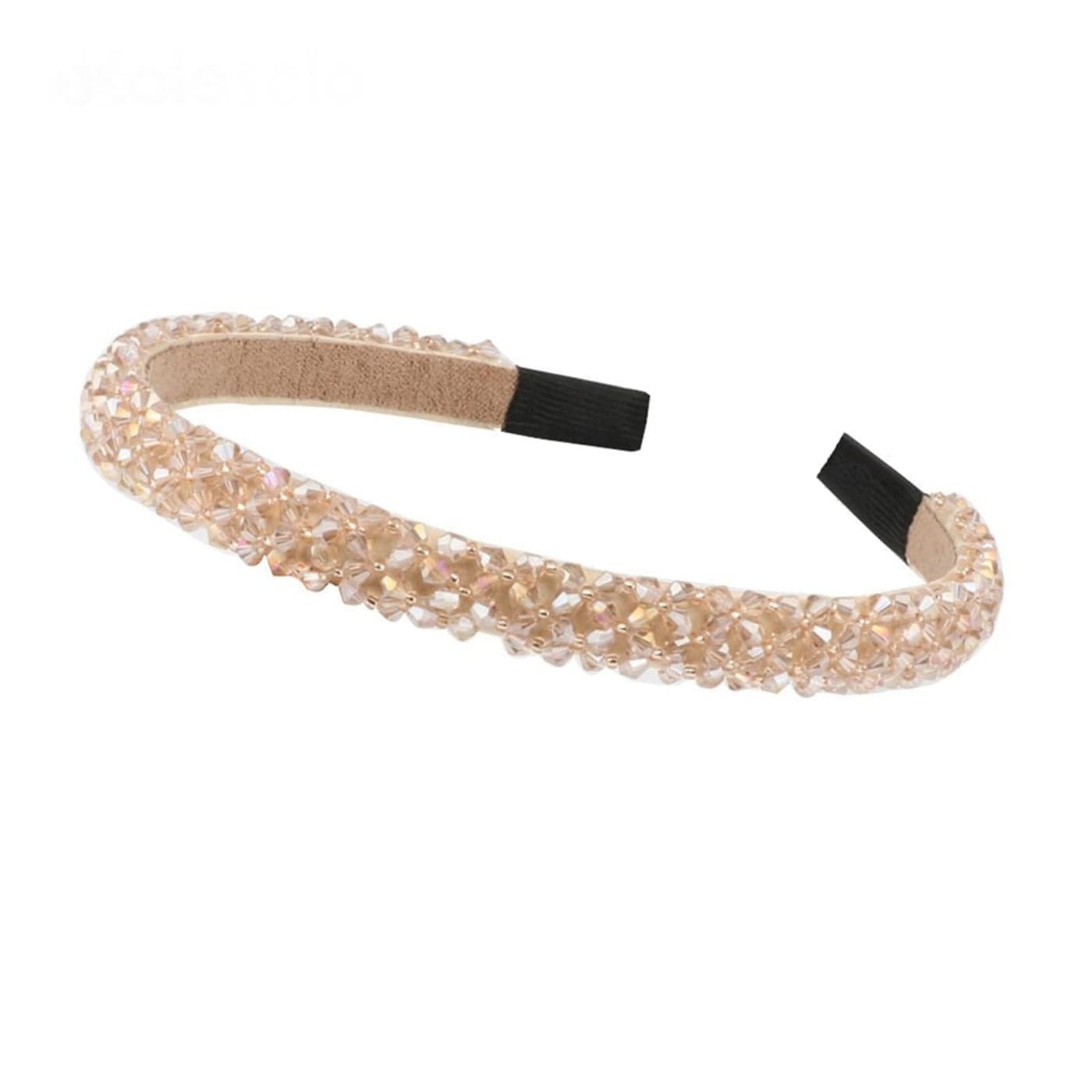 Ruihfas Fashion Sparkle 4 Rows Crystal Rhinestone Headbands Beaded Hair Hoop Band Champagne