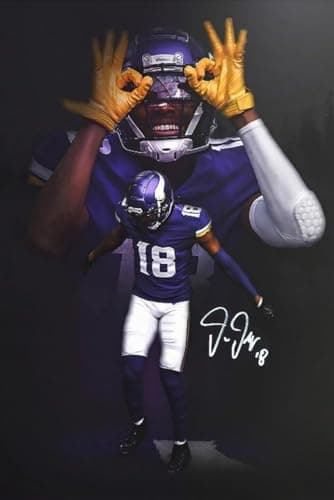 WHZKCYH American Football Sports Vikings Poster For Kids Fun Teen Birthday Christmas Gifts Justin Jefferson Rugby Star Posters Canvas Wall Art Print Picture For Room Decor