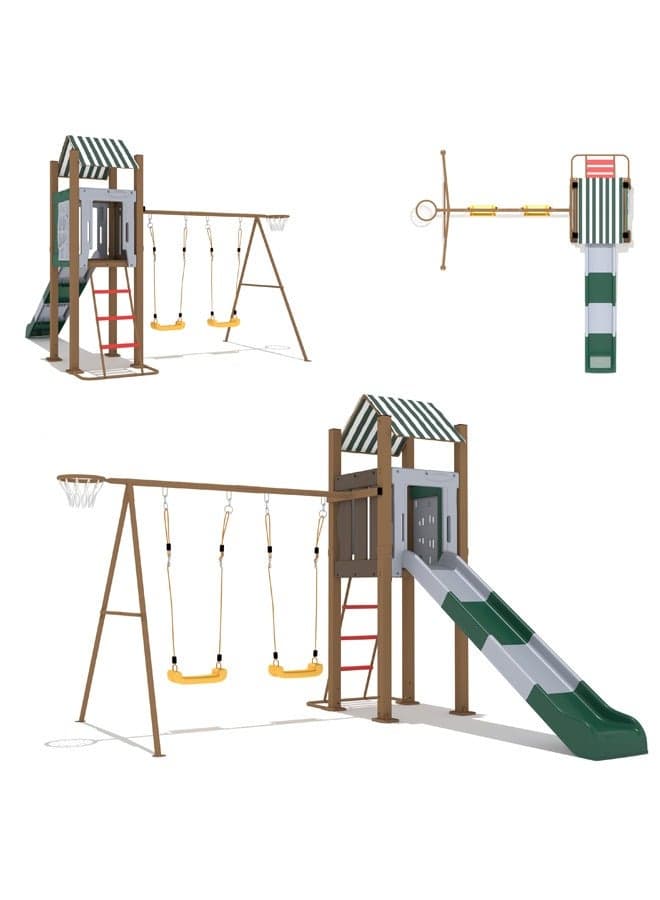 Good Quality Children Plastic Mental Slide and Swing Kids Playhouse with Slide Outdoor Garden Yard Playground