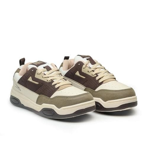 ASIAN Men VEGAS-01 Stylish Casual Mid Top Sneakers and Trendy Shoes with Laces for Men & Boys | Perfect for Wearing to Outings (CRMBRNBEEJ) -UK 8