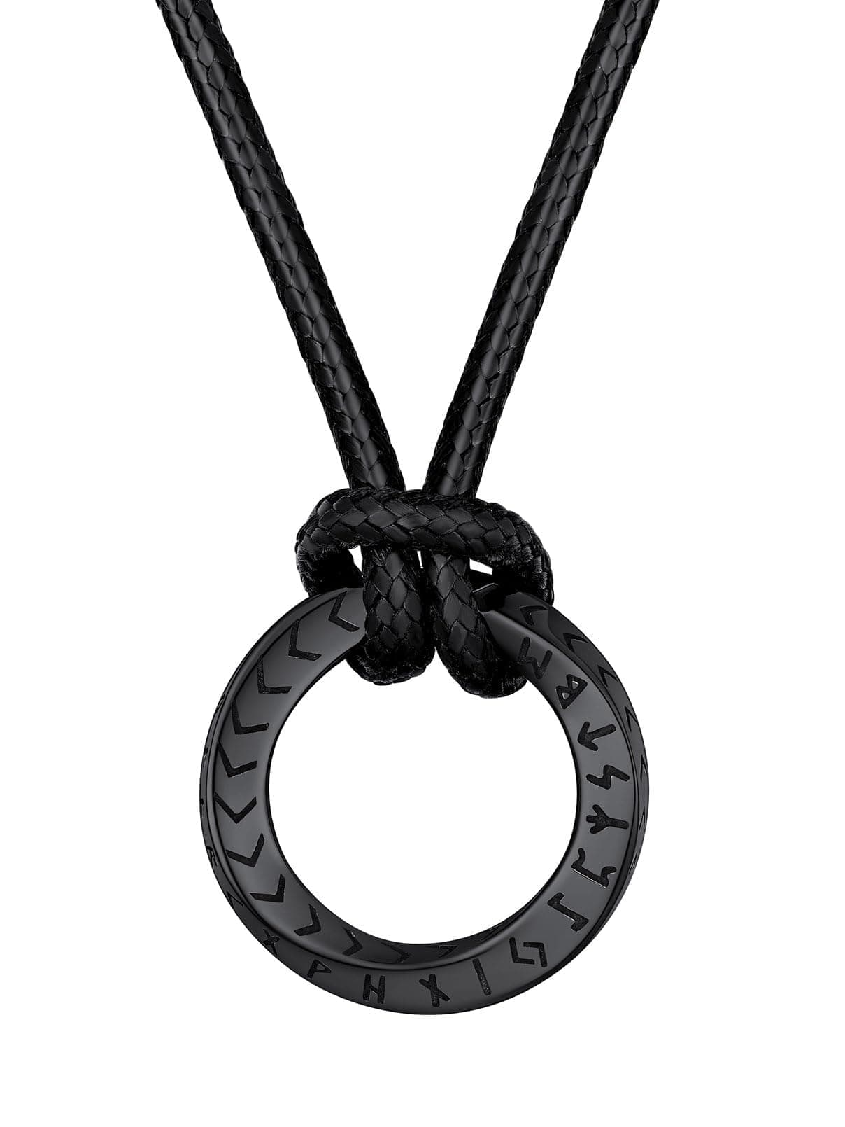 FaithHeart Mens Viking Runes Circle Necklace Classic Arrows Mobius Ring Pendant Necklaces Vintage Norse Mythology Protection Amulet Jewelry for Dad Brothers