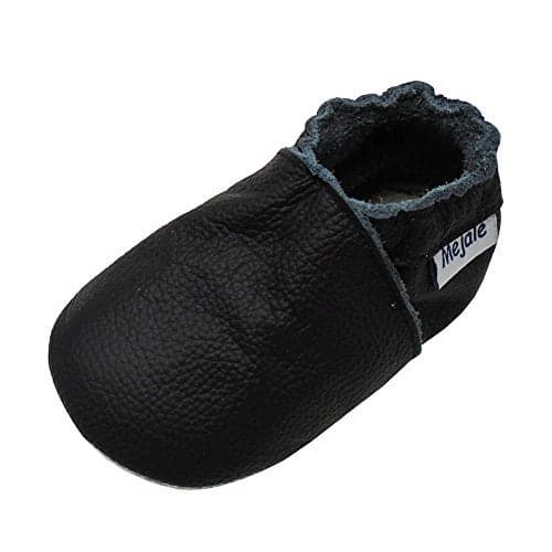 Mejale Baby Boy Girl Shoes Soft Soled Leather Moccasins Anti-Skid Infant Toddler Prewalker(Black,6-12 Months)