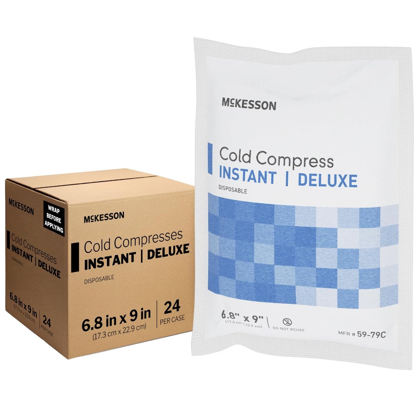 McKesson Cold Compress Instant Ice Pack 24 Pack Disposable Ice Packs for Injuries and Pain Relief 68 in x 9 in