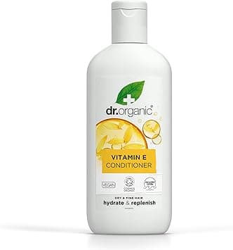 Dr Organic Vitamin E Conditioner Hydrating Dry Fine Hair Natural Vegan CrueltyFree Paraben SLSFree Recyclable Recycled Ocean Bound Plastic Certified Organic 265ml Packaging may vary