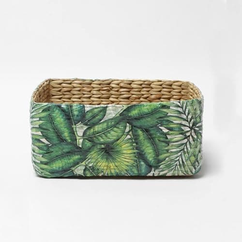 Habere India-All the Cultures Fabricating India Jute Storage Rectangular Baskets | Cane/Bamboo Basket | Wicker Gift Hamper | Wardrobe Basket | Decorative Tray (Green: Set of 5)