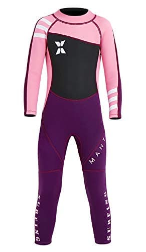 DIVE & SAIL Boys Girls 2.5mm UV Protective Thermal Swim Suits Long Sleeve One Piece Wetsuit Stretchy Full Suit Pink L
