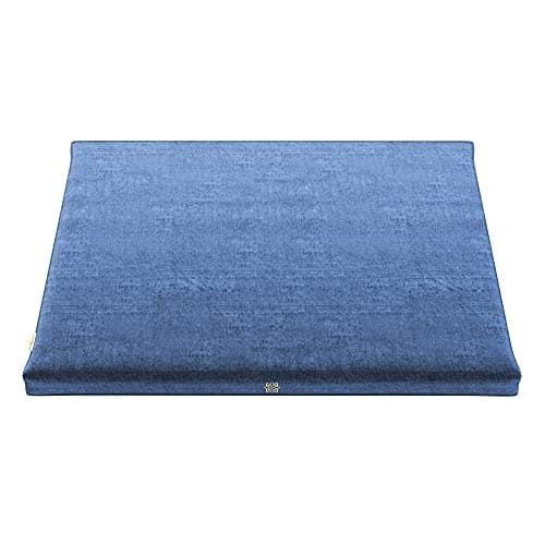 Mindful Modern Velvet Zabuton Meditation Mat - Luxurious Meditation Cushion Pillow with 100% Cotton Filling - Enjoy Better Posture and Greater Comfort for Zafu or Bench (Royal Navy)