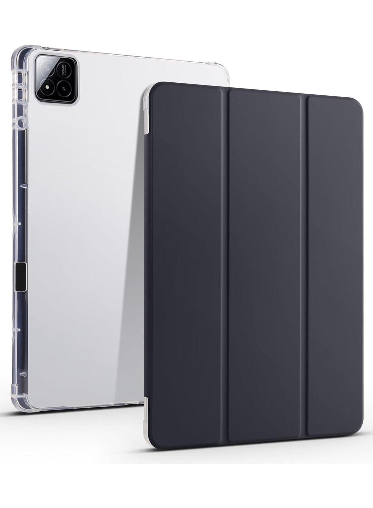 Compatible with Xiaomi Pad 7/Pad 7 Pro 11.2 Inch 2024,Acrylic Transparent and Anti-yellowing Tablet Case,with Pen Slot,Auto Sleep/Wake,Multi-angle Bracket (Black)