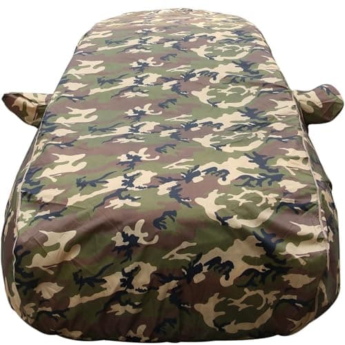 Punch Waterproof Car Cover with Mirror Pockets, Jungle Print Army Design, 4x4 American Matty,Triple Stitched, Compatible with Tata Punch Car Cover (2021 to 2024), Punch Car Accessories