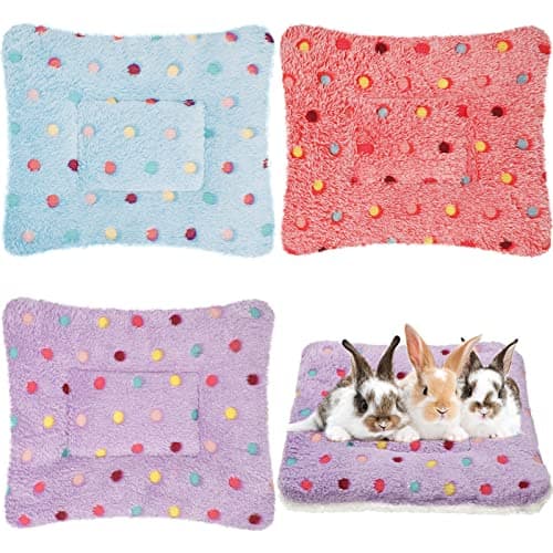 Jetec 3 Pcs Bunny Guinea Pig Beds Soft Bunny Mats Warm Guinea Pig Mat Small Animal Winter Bed Pads Fleece Sleeping Pads for Indoor Rabbit Hamster Squirrel Hedgehog Chinchilla Ferret(Dots)