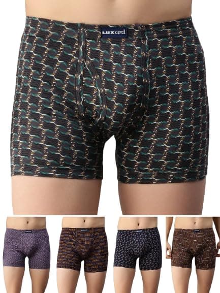 Lux Cozi Men's Pack of 5 Assorted Inner Elestic Long Printed Trunk (Size : 95cm)