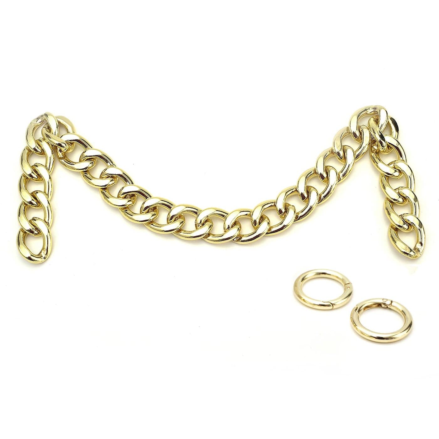 Xiazw DIY Heavy Chunky Aluminum Metal Purse Handle Bag Chains Charm Strap Replacement Handbag Accessories Decoration Light Gold