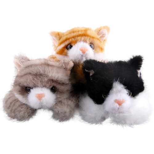 Niceup 3pcs Kitten Stuffed Animal 7in Small Plush Kitty Cat with Sensory Beans Pet Adoption Party Favors Black Orange Grey Cat Stuffy Toys for Kids Gift Halloween Dcor Christmas Stock Stuffers