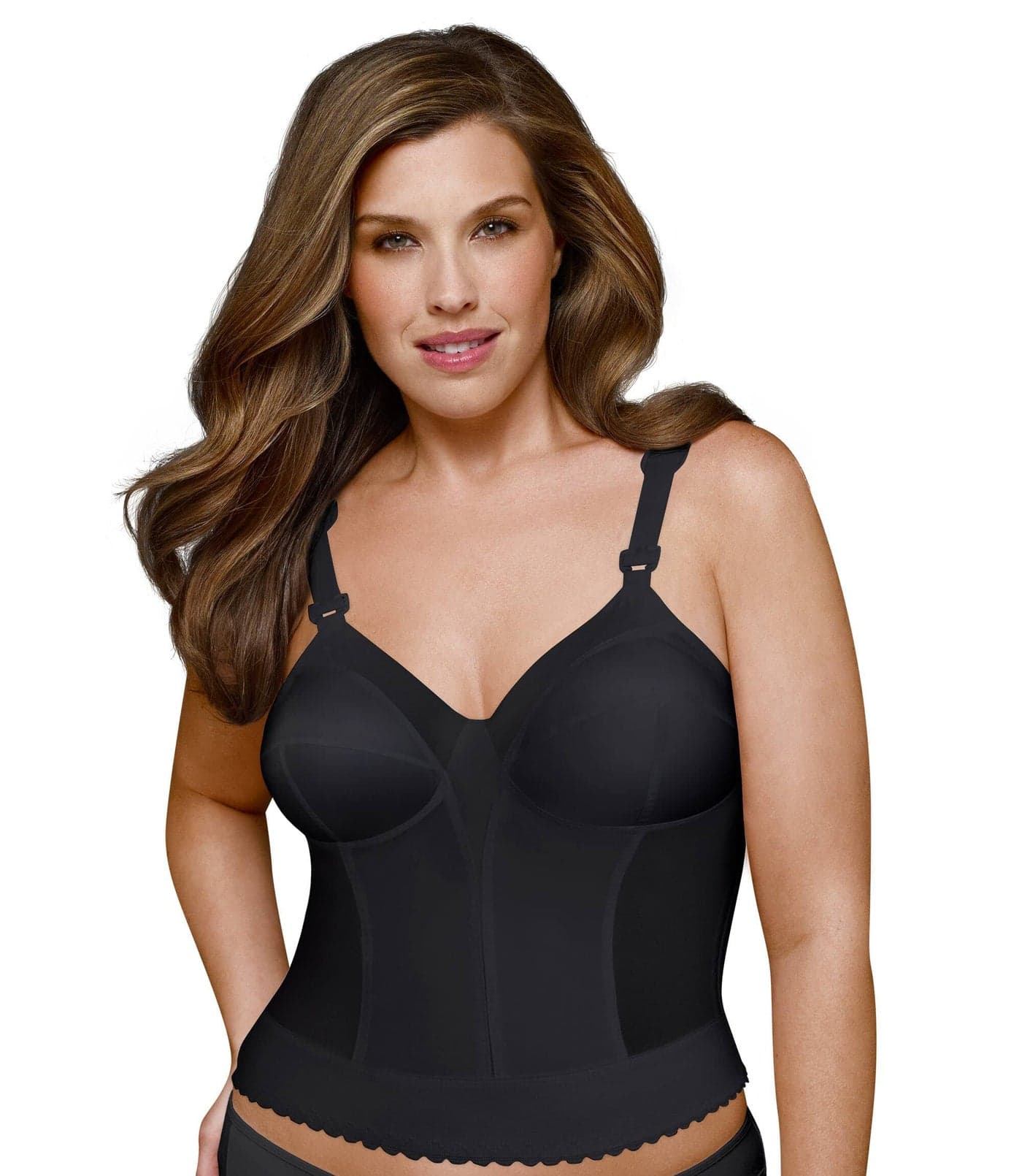 Exquisite Form womens Back Close Longline Bra, Black, 48D US