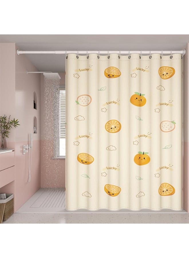 Orange Pattern Shower Curtain with 10 Hooks, 120x180 cm, Polyester Fabric, Water-Repellent & Machine Washable Bathroom Decor