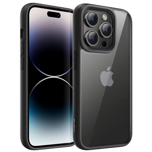 JETech Case for iPhone 14 Pro Max 67Inch Shockproof Phone Bumper Cover Solid Color Matte TPU Frame AntiScratch Clear Back Space Black