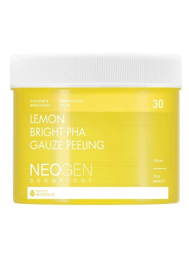 Lemon PHA Gauze Peeling Pads (30 pads) - Exfoliating Peeling Pad with AHA, BHA, PHA, LHA & Lemon & Glutathione & Niacinamide - Korean Skin Care