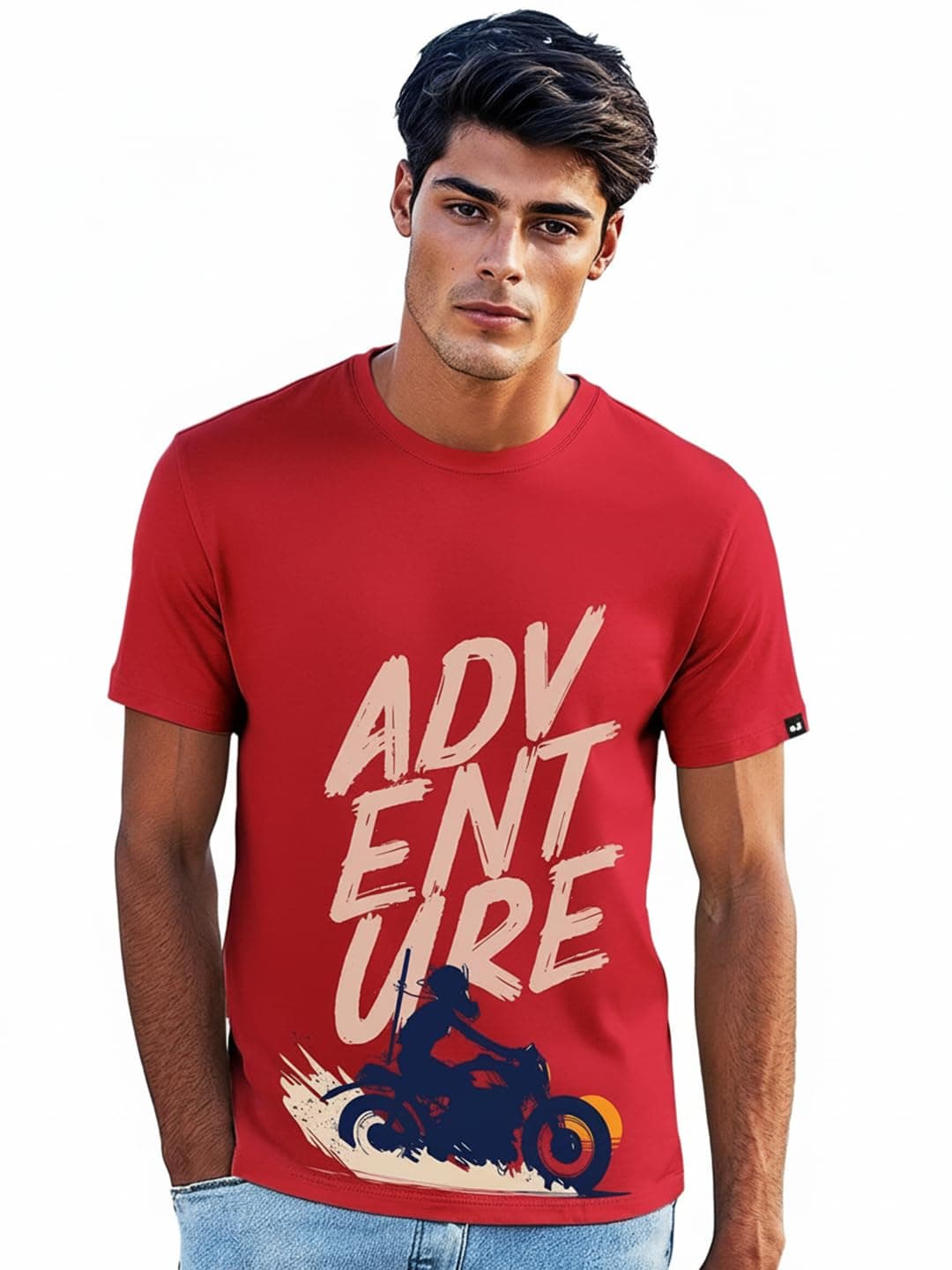 Bewakoof Men's Printed 100% Cotton T-Shirt - Regular Fit, Round Neck, Half Sleeves Red