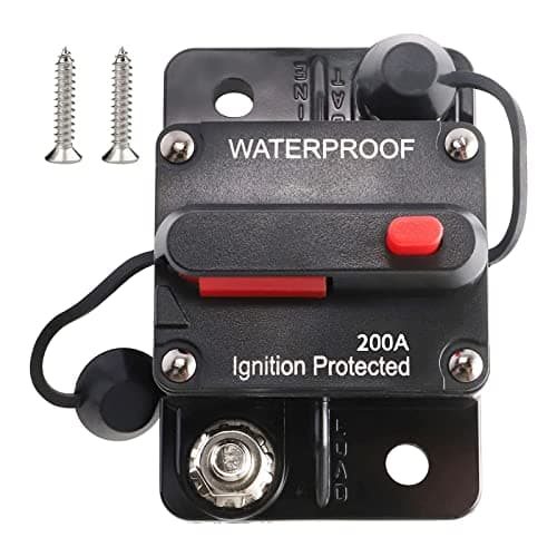 RED WOLF Circuit Breaker 200 Amp for Trolling Motor Boat Marine ATV Vehicles Stereo Audio Electronic Battery System Inline Fuse with Manual Reset Switch 12V-48V