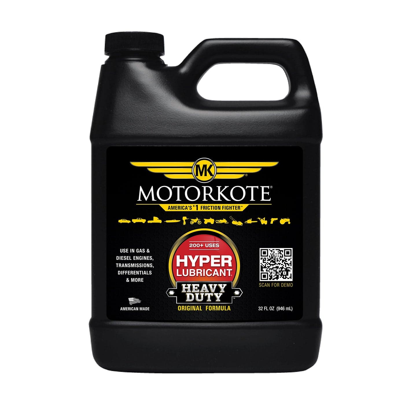 Motorkote MKHL3206 Heavy Duty Hyper Lubricant Engine Treatment 32Ounce Single Black