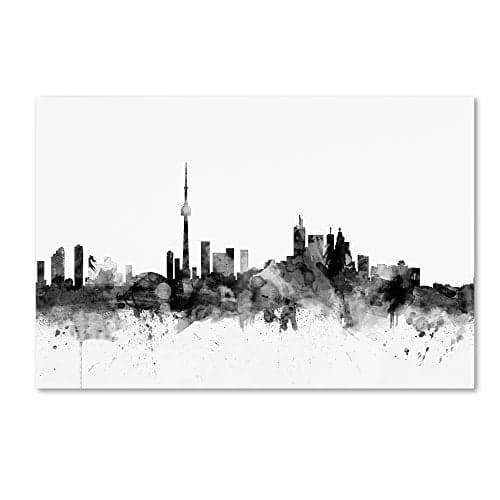 Trademark Fine Art MT1029-C1624GG Toronto Canada Skyline B&W by Michael Tompsett, 16x24-Inch, 16 in x 24 in