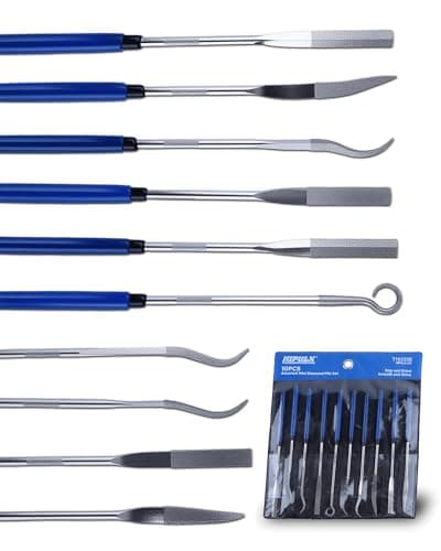 HIPULX Diamond File Set 10 Shapes Needle File Portable Mini Files for Metal Glass Ceramic Jewelry 3D Print Hardened Steel with NonSlip Rubber Grip 55Inch