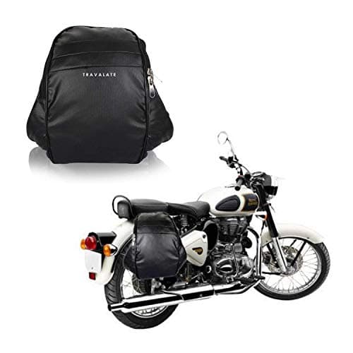TRAVALATE® Polyester Water-Resistant Motorcycle Saddle Bag, Universal Side Bag/Saddle/Travel Bag/Carrier for All Bike (Black)