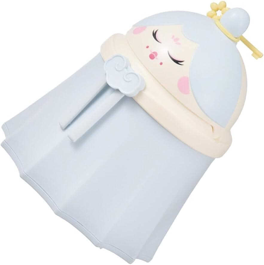 LOOKMINT Small Dustbin for Kids Study Table Desktop Cute MIni Trash Bin Chinese Doll Top Swing Lid SkyBlue