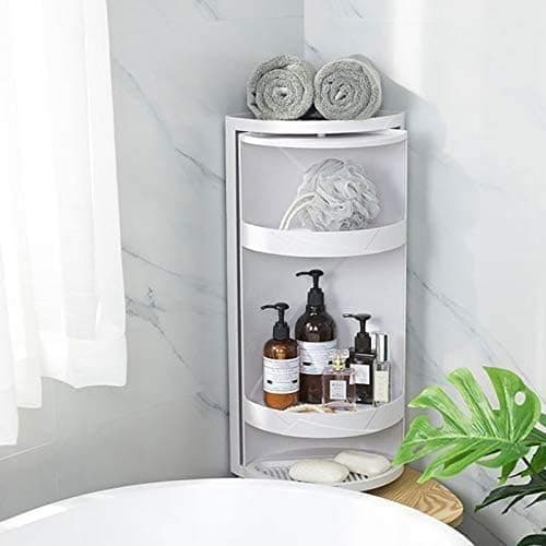 Delavala 360Bathroom Corner Storage Suction Cup Storage Rack Bathroom Accessories WallMounted Storage Cabinet Corner Shelf for Shampoo Cosmetics Kitchen Household Bathroom Triangle Big