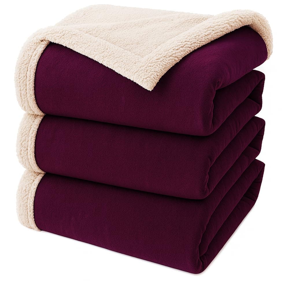 SANMARINO Premium Sherpa Flannel Blanket | 600 GSM Ultra-Soft Plush Heavyweight Heavy Winter Comforter | Warm Single Bed Blanket for Winter (Maroon, 58×88 Inches, 2000 g)