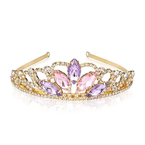 Rapunzel Tiara Tangled Fans Sparkle Gold Crown Birthday Party Tiara Girls Halloween Dress up Gifts