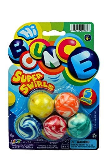JA-RU Super Hi Bounce Balls (1 Pack, 5 Balls Each) Fidget Bouncy Ball Small Toys Party Favors for Kids Toy. Racketball Bulk Classroom Prize Premium Birthday Gift Includes Sticker 973-1p