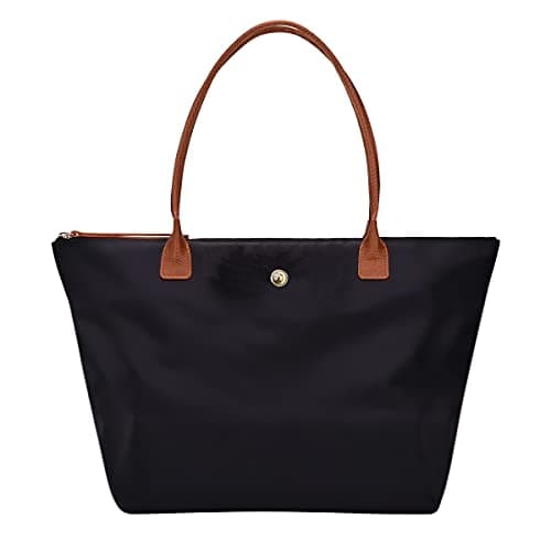 GM LIKKIE Shoulder Tote Bag for Women, Nylon Top-Handle Purse, Foldable Weekend Hobo Handbag (Black2)