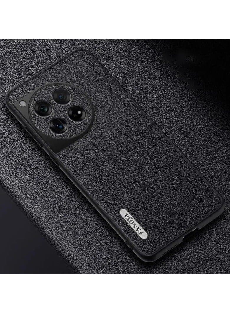 Luxury PU Leather Case Compatible with OnePlus 12 5G,Back Cover Matte Silicone Full Protection Phone Case for OnePlus 12