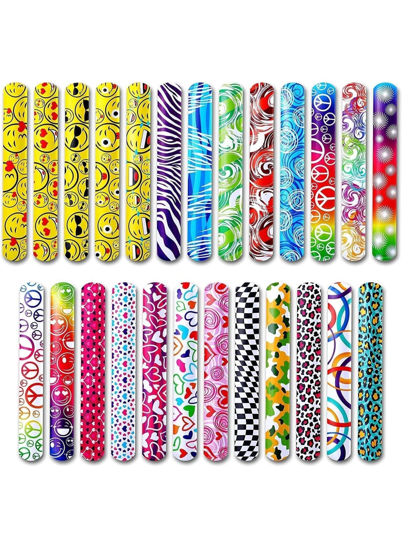 25 Pcs Kids Bulk Wristbands, Stuffers for Boys and Girls Birthday, Kids Party Favors Snap Bracelets Pack Bulk Toys for Kids Wrist Bands Classroom Prizes One Size Fits All, Random Pattern