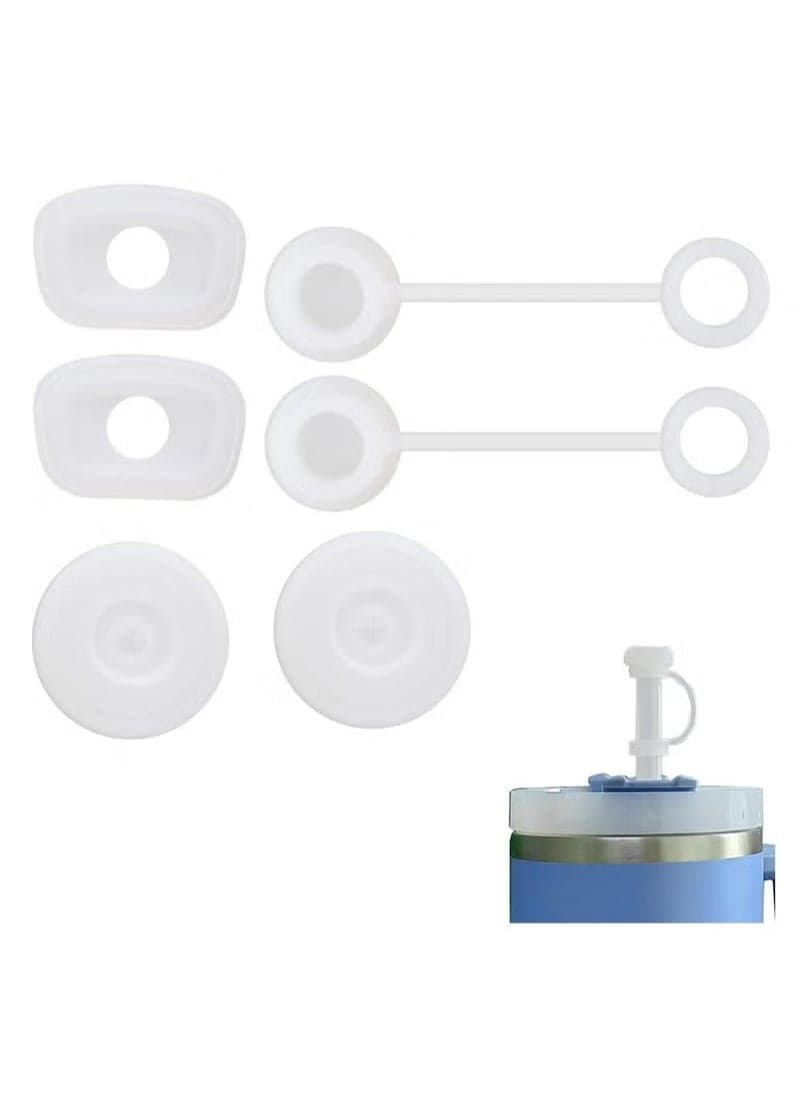 Silicone Spill Proof Stopper, Silicone Straw Lid, Compatible with Stanley Cup 1.0 40oz/ 30oz, Including 2 Straw Cover Cap, 2 Square Spill Stopper and 2 Round Leak Stopper, Set of 3