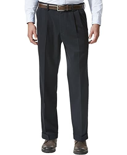 Dockers Men's Relaxed Fit Comfort Khaki Pants-Pleated, Dockers Navy, 42W x 30L