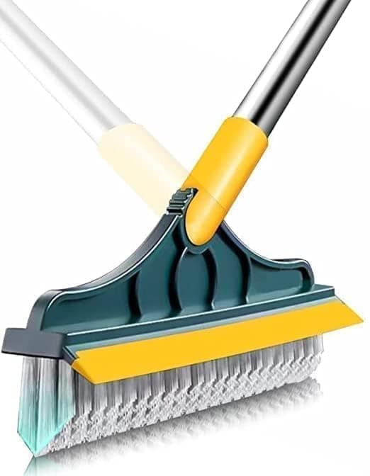 2-in-1 Bathroom Cleaning Brush with Wiper - Long Handle 180° Rotate Toilet Brush, Tiles Cleaning, Floor Scrub for Kitchen and Bathroom Accessories (2 in 1 Cleaning)