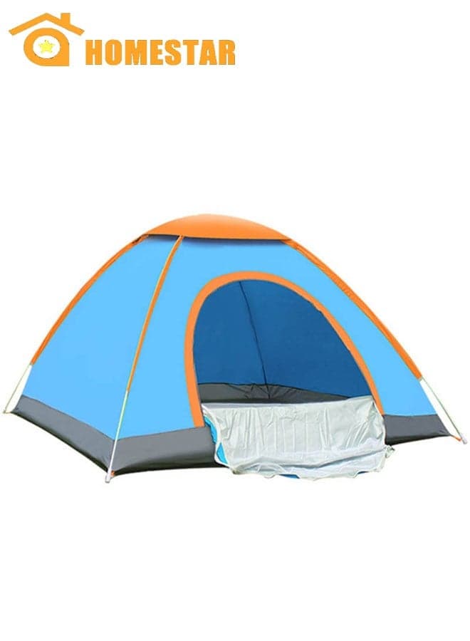 Two Doors Camping Tent 3-4 Person, Family Pop Up Tents, Dome Instant Tent, Waterproof Portable Cabin Tent, for Sports, Travel, Picnic