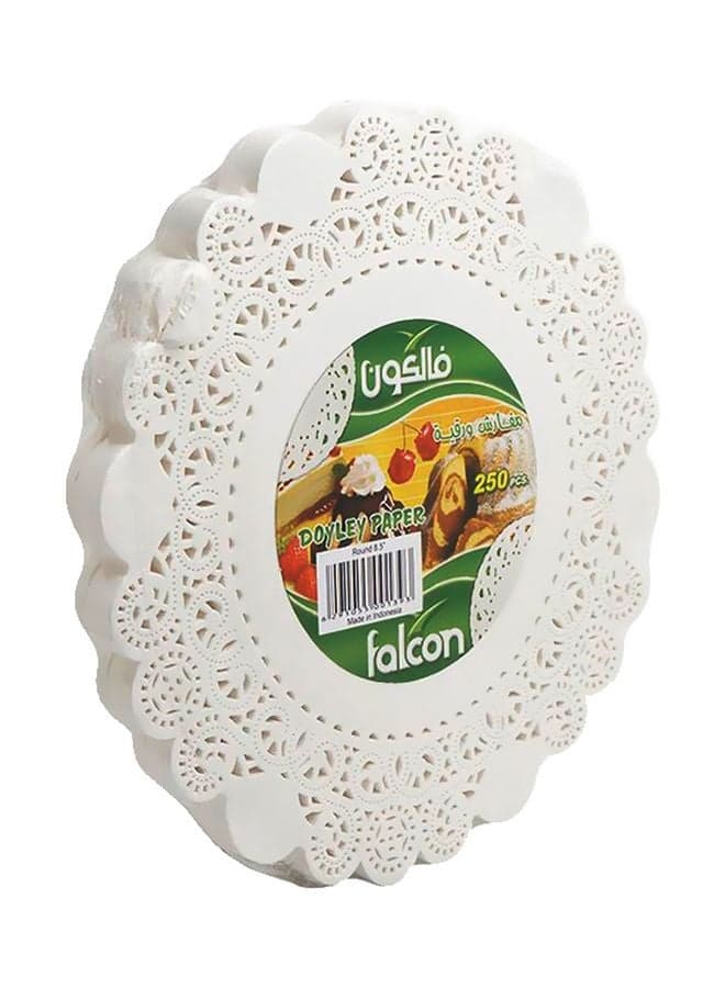 250-Piece Round Doyley Paper White 8.5inch