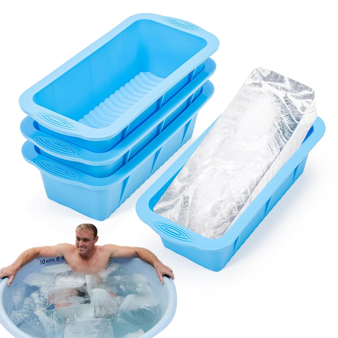 Extra Large Ice Block Mold for Ice Bath 4 Pack 94lb Big Ice Cube Molds Silicone Ice Bath Accessories Water Chiller for Cold Plunge or Coolers