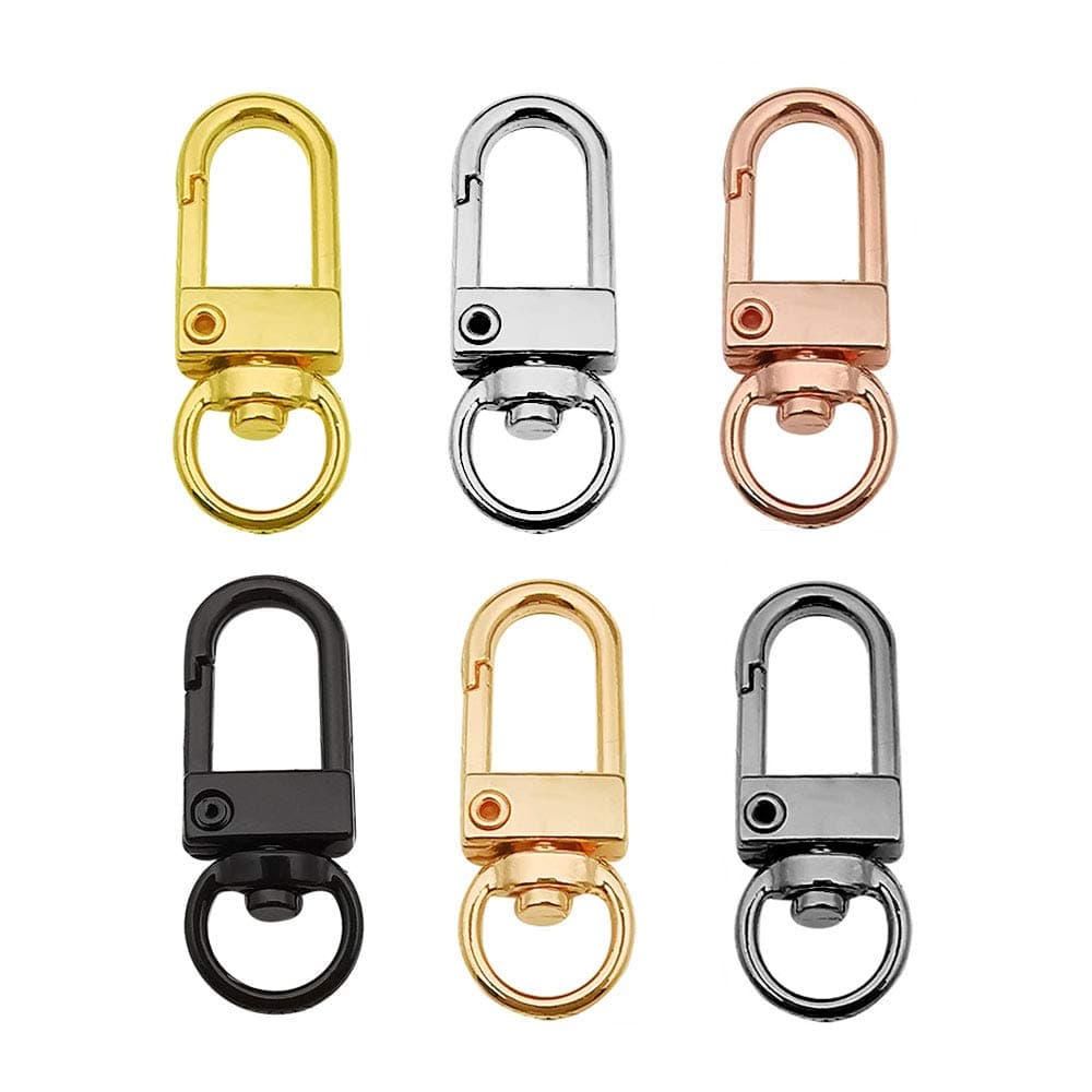 24 pcs Small Size Metal Lobster Claw Clasps Swivel Lanyards Trigger Snap Hooks Strap for Keychain Key Rings Connector DIY Bags Art Crafts jewelry Findings M547