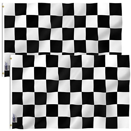 ANLEY Pack of 2 Fly Breeze 3x5 Foot Checkered Flag Vivid Color and Fade Proof Canvas Header and Double Stitched Black and White Racing Flags Polyester with Brass Grommets 3 X 5 Ft