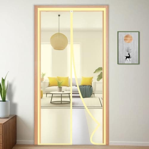 TurtleGrip Polyester Magnetic Mosquito Net for Door with Hook & Loop for Main Doors, Bedroom, Kitchen & Balcony Doors (195x95cm, Beige) |Measure Before Order.