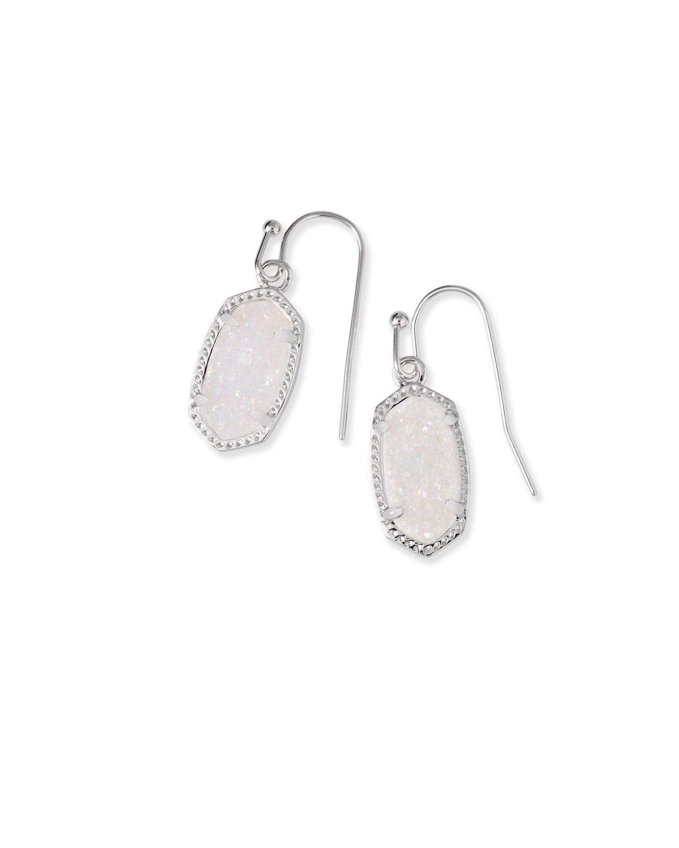Kendra Scott Lee Drop Earrings for Women, Fashion Jewelry, Iridescent Drusy, Rhodium-Plated
