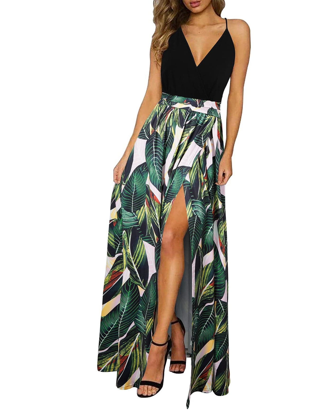 Newshows Summer Outfits Dresses for Women 2025 Beach Vacation Clothes Spaghetti Strap Casual Fall Wedding Guests Country Concert Outfits Long Elegant Classy Flowy Sundress(Floral 09, S)