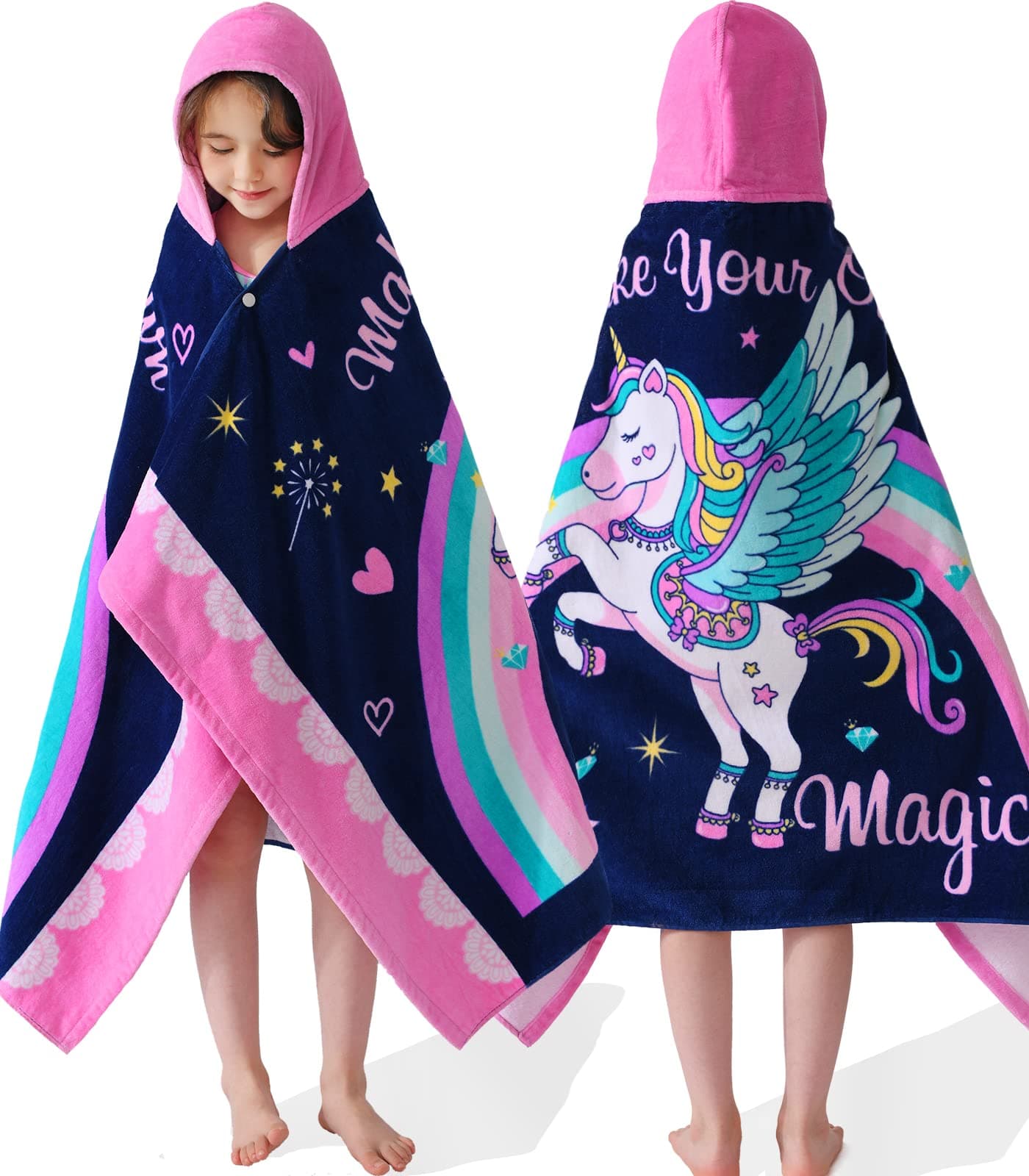 VOOVA MOVAS Toddler Towels for Girls Age 310 30X50 Soft Thick Absorbent Cotton Towels for Boys Perfect for Beach Pool Bath Magic Unicorn