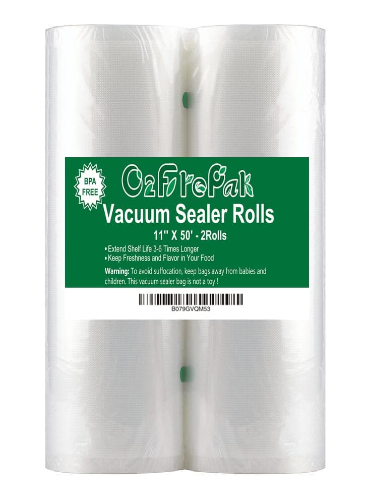 O2frepak 2Pack Total 100Feet 11x50 Rolls Vacuum Sealer Bags Rolls with BPA FreeHeavy Duty Vacuum Food Sealer Storage Bags RollsCut to Size RollGreat for Sous Vide