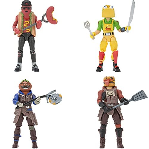Fortnite Squad Mode Tomatotown Legends 4Figure Pack Series 6 Including Weapons Harvesting Tools Building Materials Stands and More